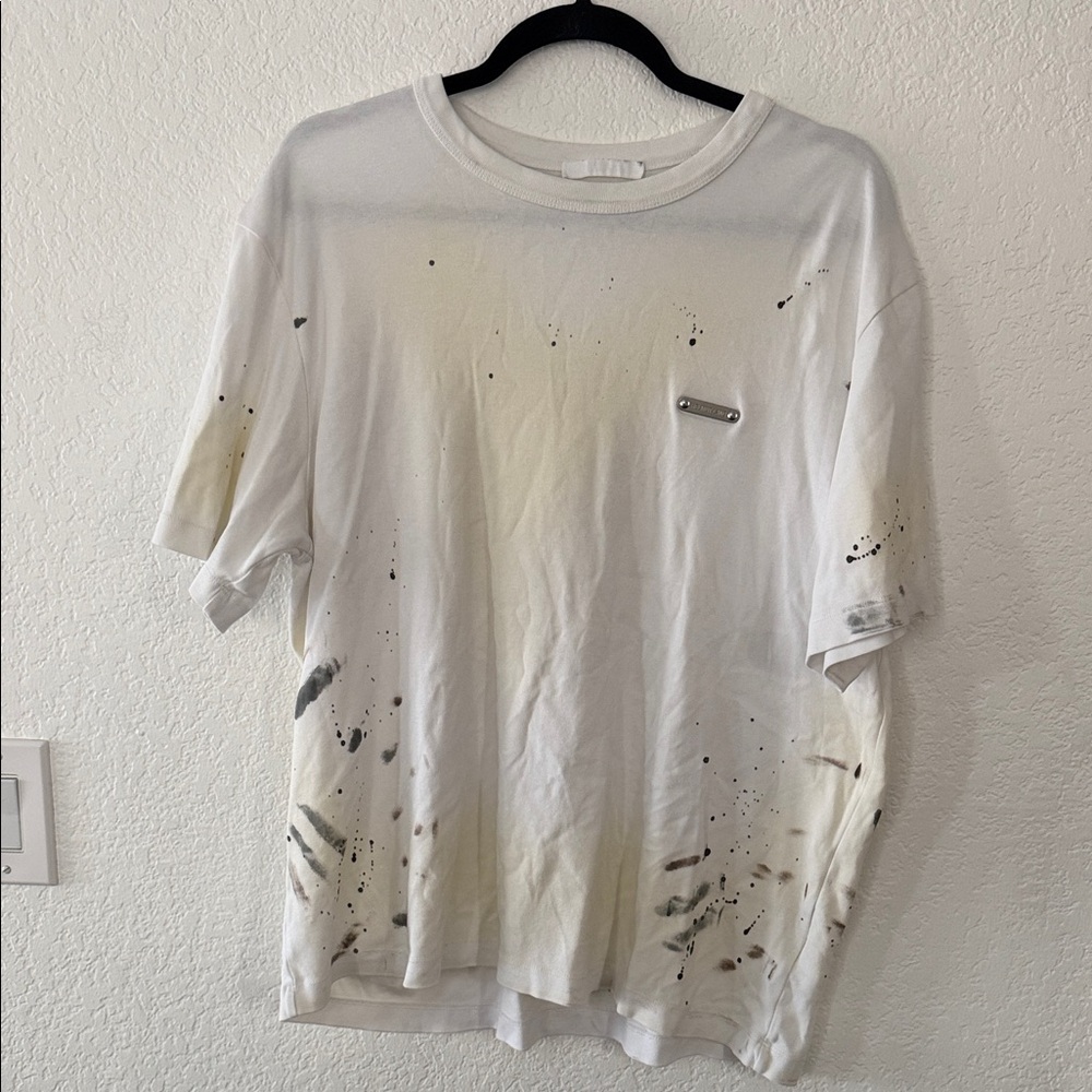 Helmut Lang White Splatter Tee
